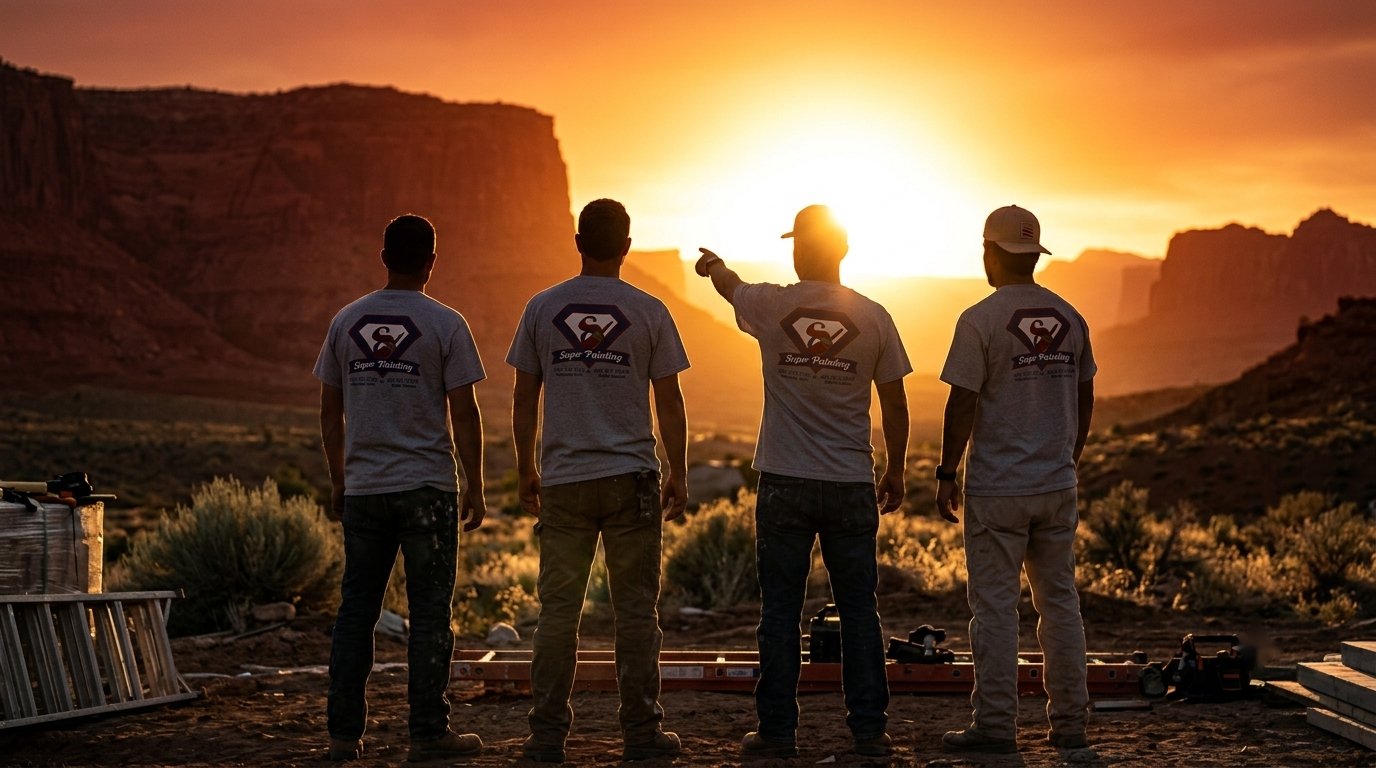Super Painting crew watching the sunrise before a job, St. George, UT