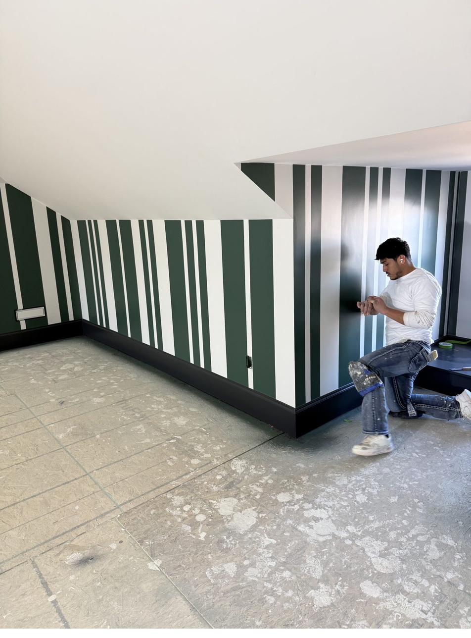 Fully wrapped stairwell before painting